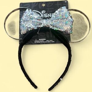Disney Iblack and silver Sequin Minnie Ears Headband x